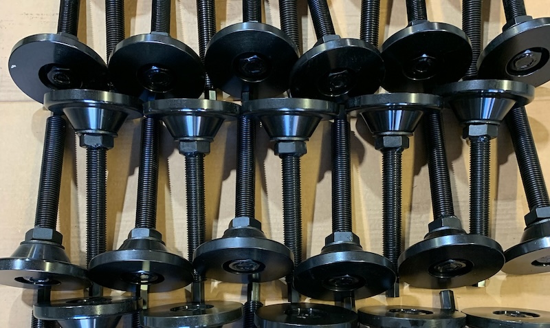Finished black metal parts.